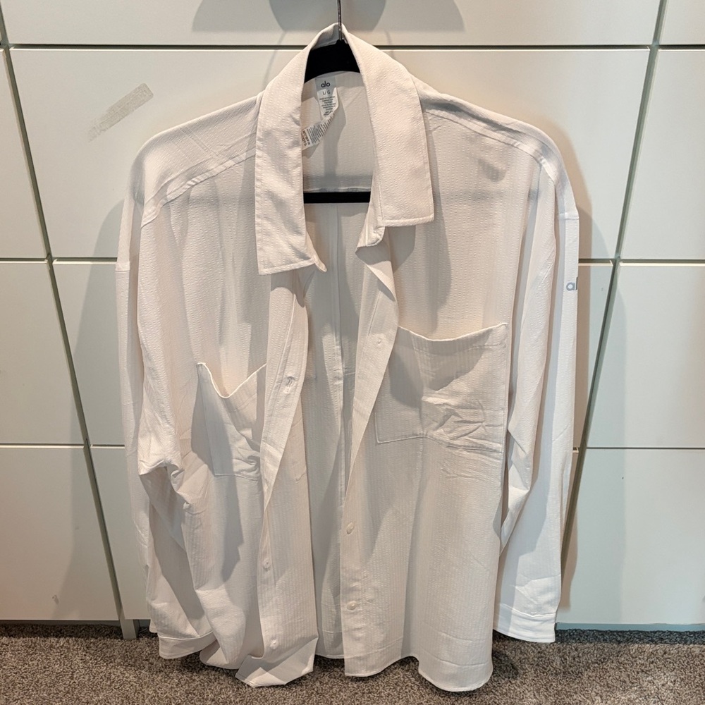 Alo White Button-Up Shirt